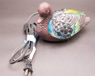 Painted Glass Duck-Shaped Lamp 