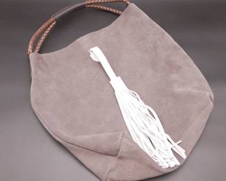 Uno Alla Volta Italian Gray Leather Tote 