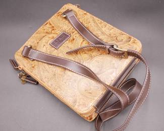 Relic Brown Paisley Embossed Faux Leather Messenger Handbag 