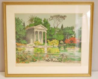 Roman Temple Lithograph by Denis Paul Noyer Signed Ltd. Ed. 