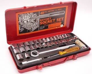 40pc Metric & Inch Ratchet Socket Set 3/8" & 1/4" Combination 