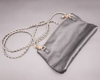 Black Pebbled Faux Leather Clutch/Evening Purse 