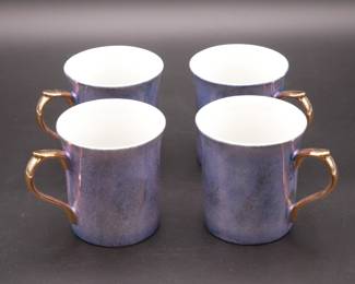 Pottery Barn Periwinkle Lusterware Mugs (Set of 4) - New in Box 