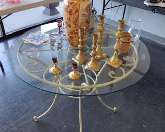 Table brass candle sticks and more
