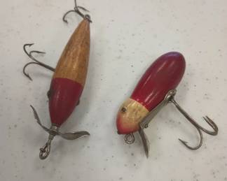 Vintage wood fishing lures.