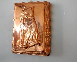 Copper Farmhouse cat relief cake pan