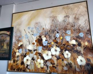 Lee Reynolds signed abstract art large framed