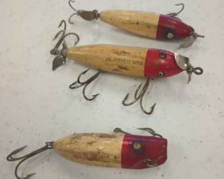 Vintage wood fishing lures.