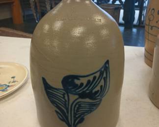 Utica stoneware jug
