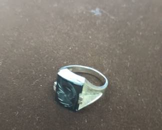 mens 10k gold and onyx ring 
