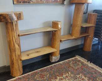 Custom log plant stand