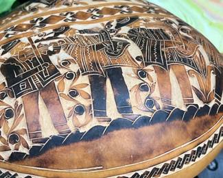 Peruvian hand carved gourd squash