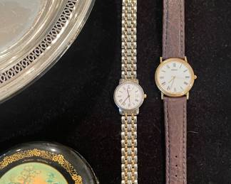 Ladies Stainless Tissot Watch and a Mens 14k Gold Seiko Watch with Leather Band