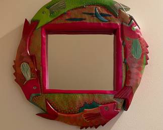 Custom Leon Hushcha Carved Fish Mirror