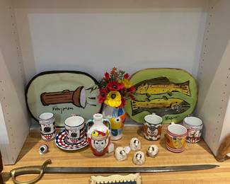 Brant Kingman Platters with Italian Pottery Items