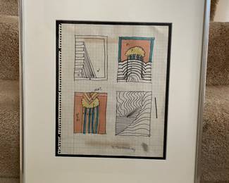 Nicholas Krushenick (1929-1999) Drawing Watercolor