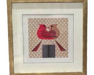 Redbirds Romance by Charley Harper with Embossed Signature and COA