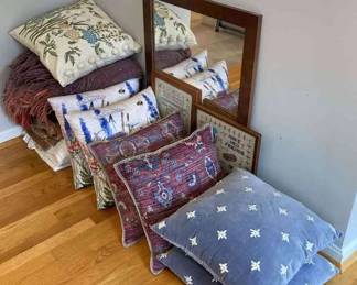 CUDDLE CORNER WITH MIRROR AND FRAMED NEEDLEPOINT 