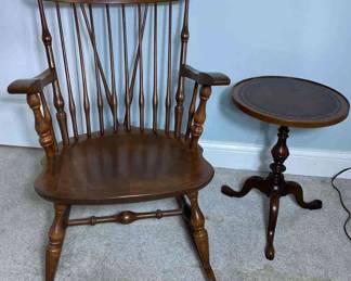 Leather Top Pedestal Table Plus Rocking Chair