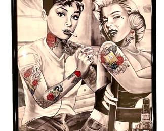 Audrey Marilyn Tattoo by James Danger Harvey, Hand Colored