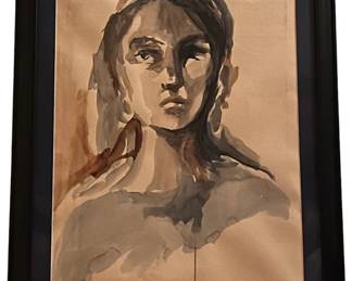 Woman I Original Watercolor by Gina Taibi, Signed