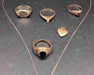 10K And 14K Gold Lot With Stones Including Diamonds