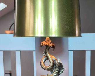 Brass Dolphin Table Lamp, Vintage