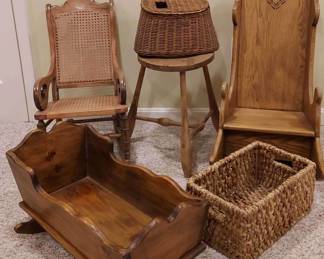 Childrens Rocking Chairs, Stool.and Cradle