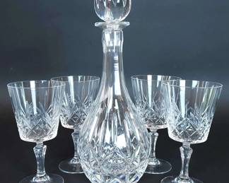 Brock Crystal Decanter and Complementary Stemware