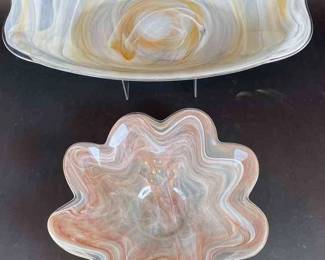 Vietri Oblong Glass Bowl Plus Scalloped Bowl