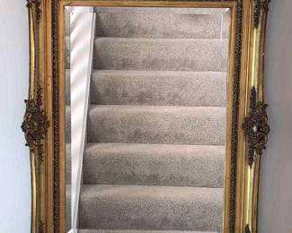 Antique Gilt Mirror With Ornate Scrolls