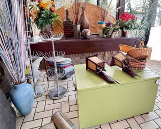 Floral decor.  Trunk table 
