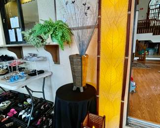 Beautiful Crane tile wall art 
Eangee Cocoa Leaf standing light 