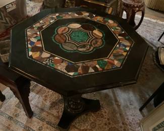 Pedestal table made from semi precious stones
