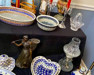 old Majolika antique kerosene lamp