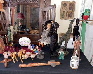 African art, and drums, ebony statues