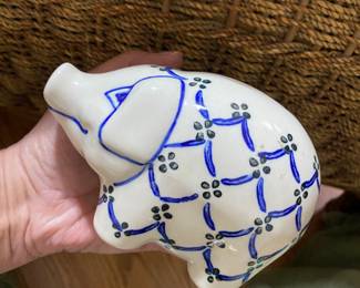 polish pottery piggy bank
