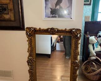French gold gilt large wall mirror
