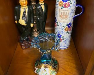 Fenton ruffle vase with gold gilt painted floral design