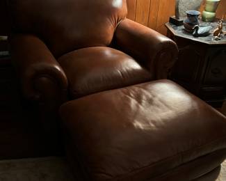 Leather Lazy Boy Club Chair and Ottoman