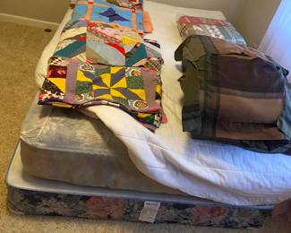 Beautiful quilt tops and full size mattress/box springs 