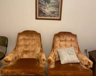 Vintage orange velveteen chairs 