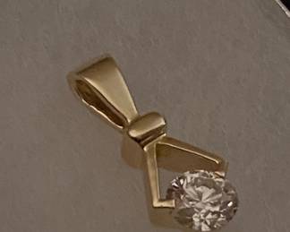 Custom 14K yellow gold pendant set with a round brilliant cut 1.01 carat diamond.
This pendant will not be half off on Sat.