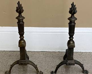 Cast iron torch-shaped andirons 
