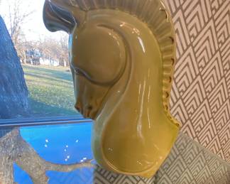 Mid-century ceramic chartreuse horse decor