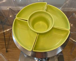 Vintage chartreuse 5-dish veggie/chip/dip
lazy susan
