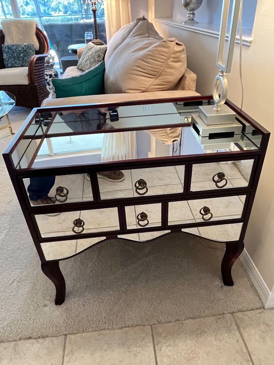 Beautiful mirrored dresser [sofa not included in sale]