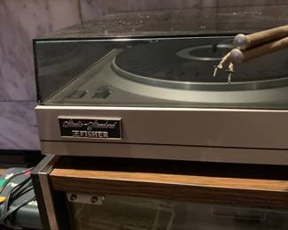 vintage sound system with record player
