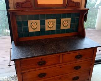 Antique marble top wash stand,