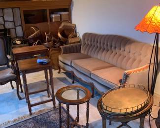 Carved Tufted Sofa original Mohair